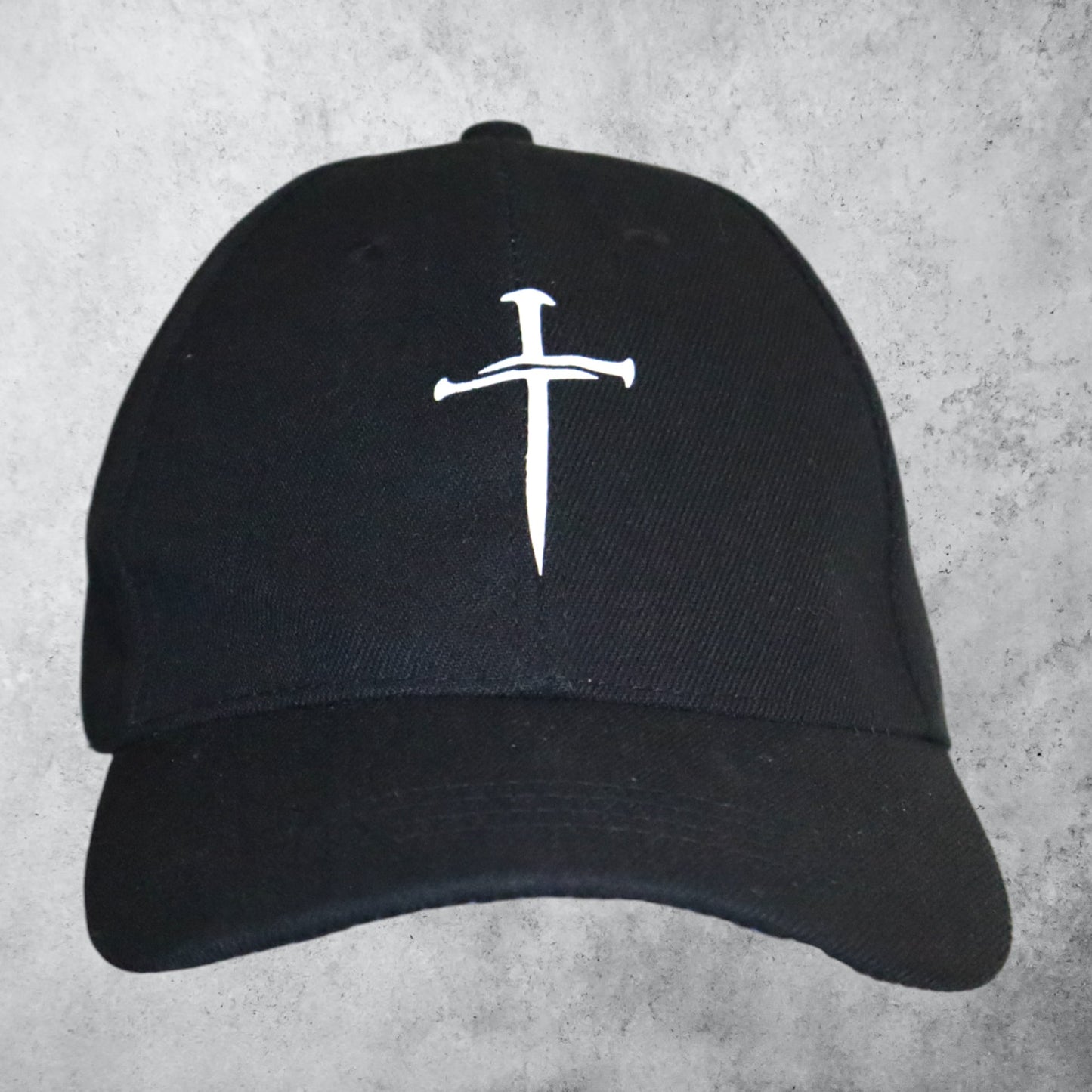 **Cross Printed Baseball Cap - Black