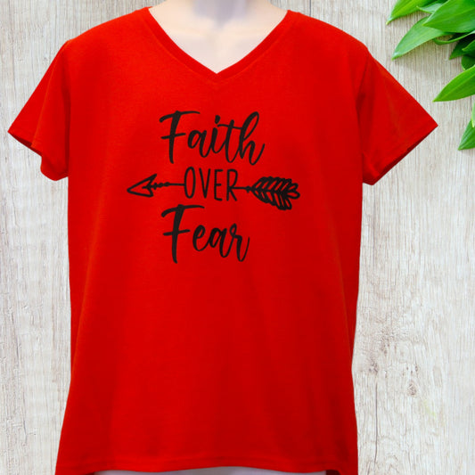 V-neck Faith Over Fear - Red